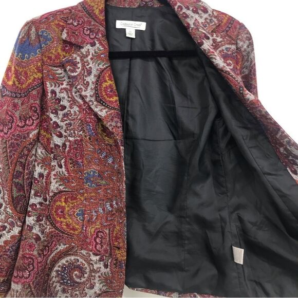 Coldwater Creek Old World Red Paisley Print Blazer - Picture 3 of 11
